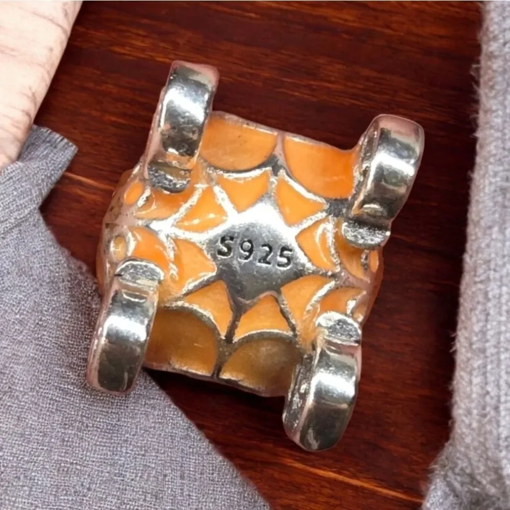 Cinderella Pumpkin Coach Charm 925 Sterling Silver Enamel Princess Bracelet Bead